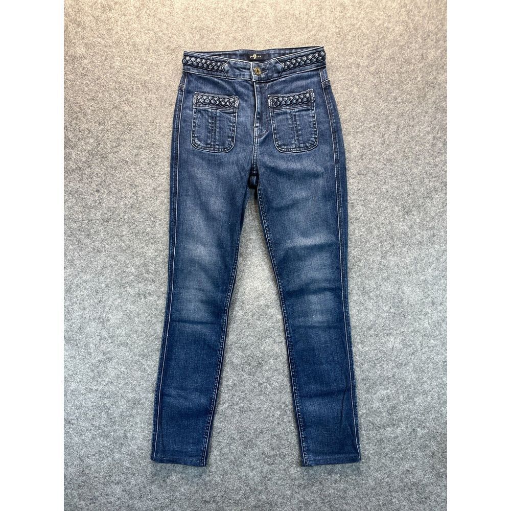 7 For All Mankind Jeans Women's Size 25 Skinny Medium‎ Blue Stretch Denim